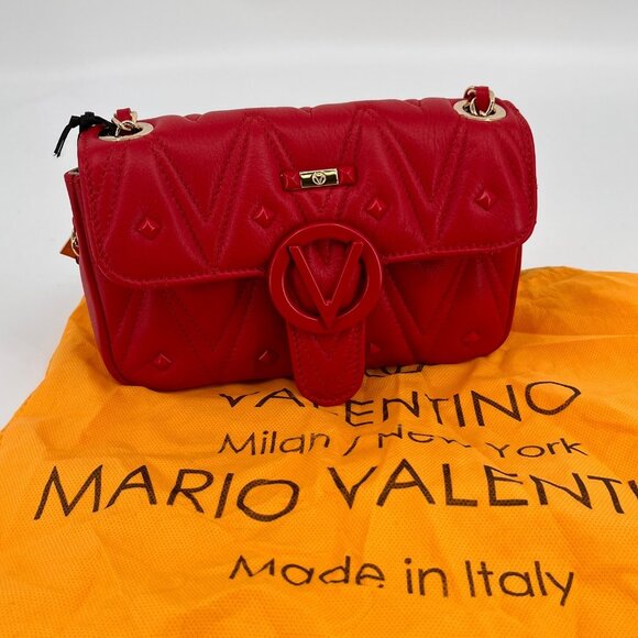 Valentino by Mario Valentino Poisson Crossbody Red Quilted Leather Bag - Picture 12 of 16